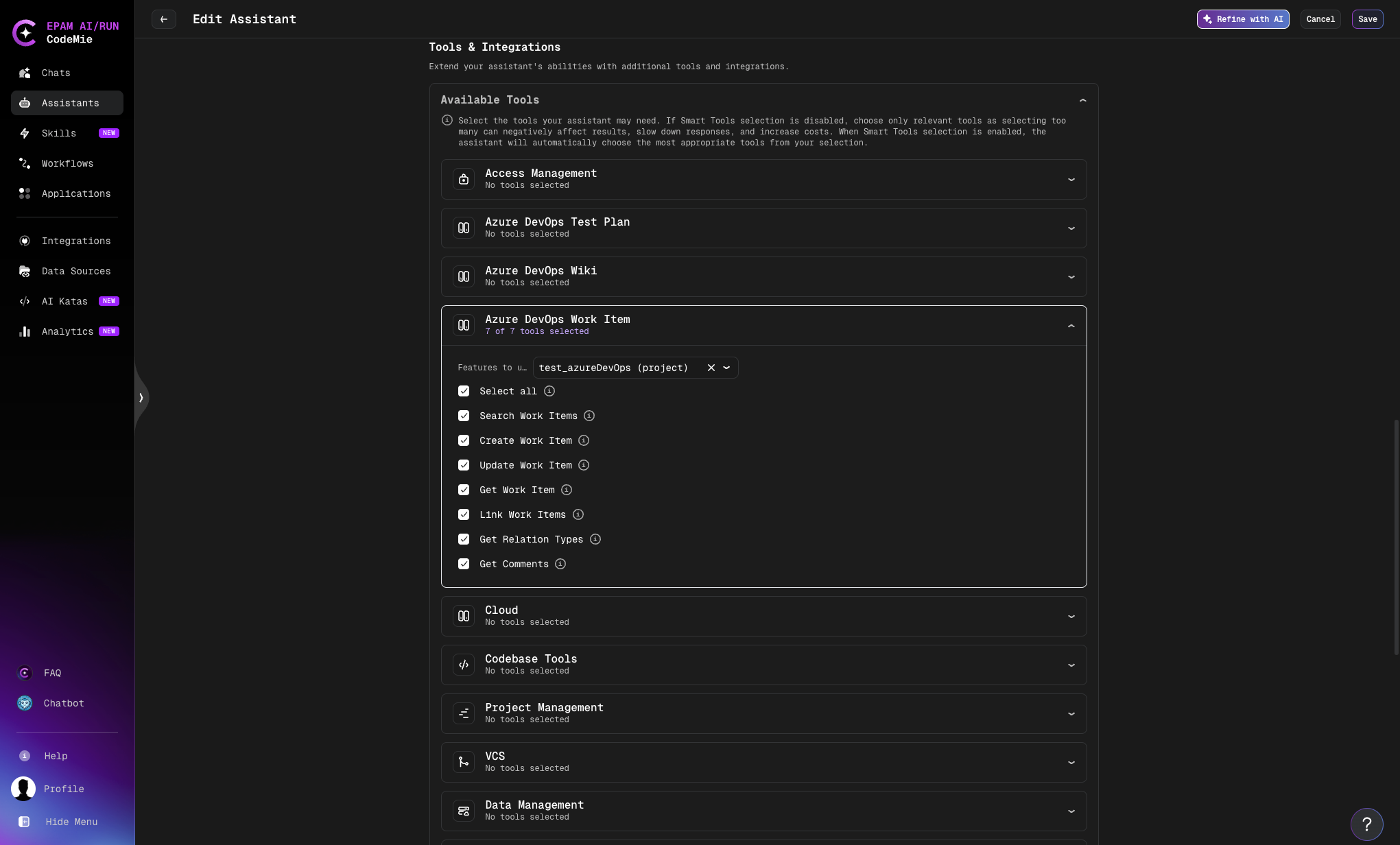 Azure DevOps Work Items Tool Selection