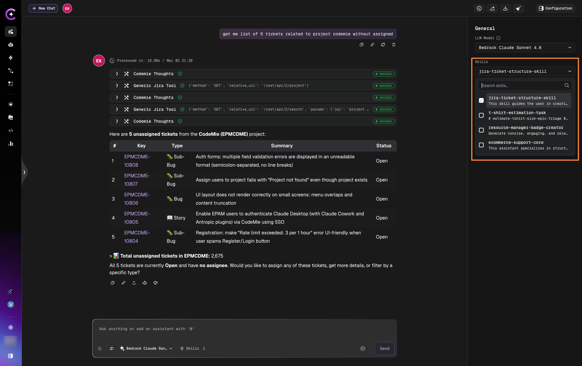 Chat Skills Management