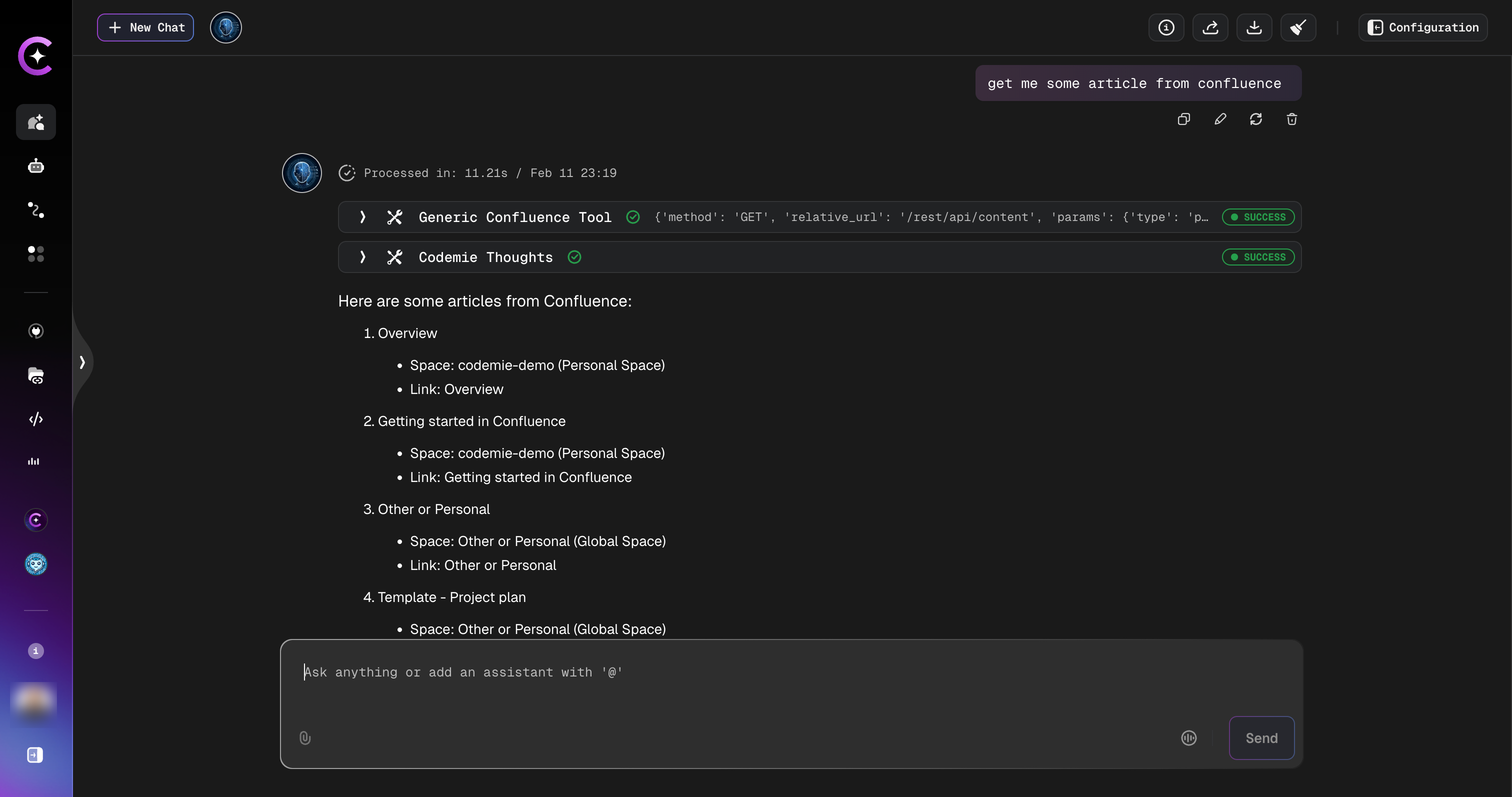 Confluence chat example