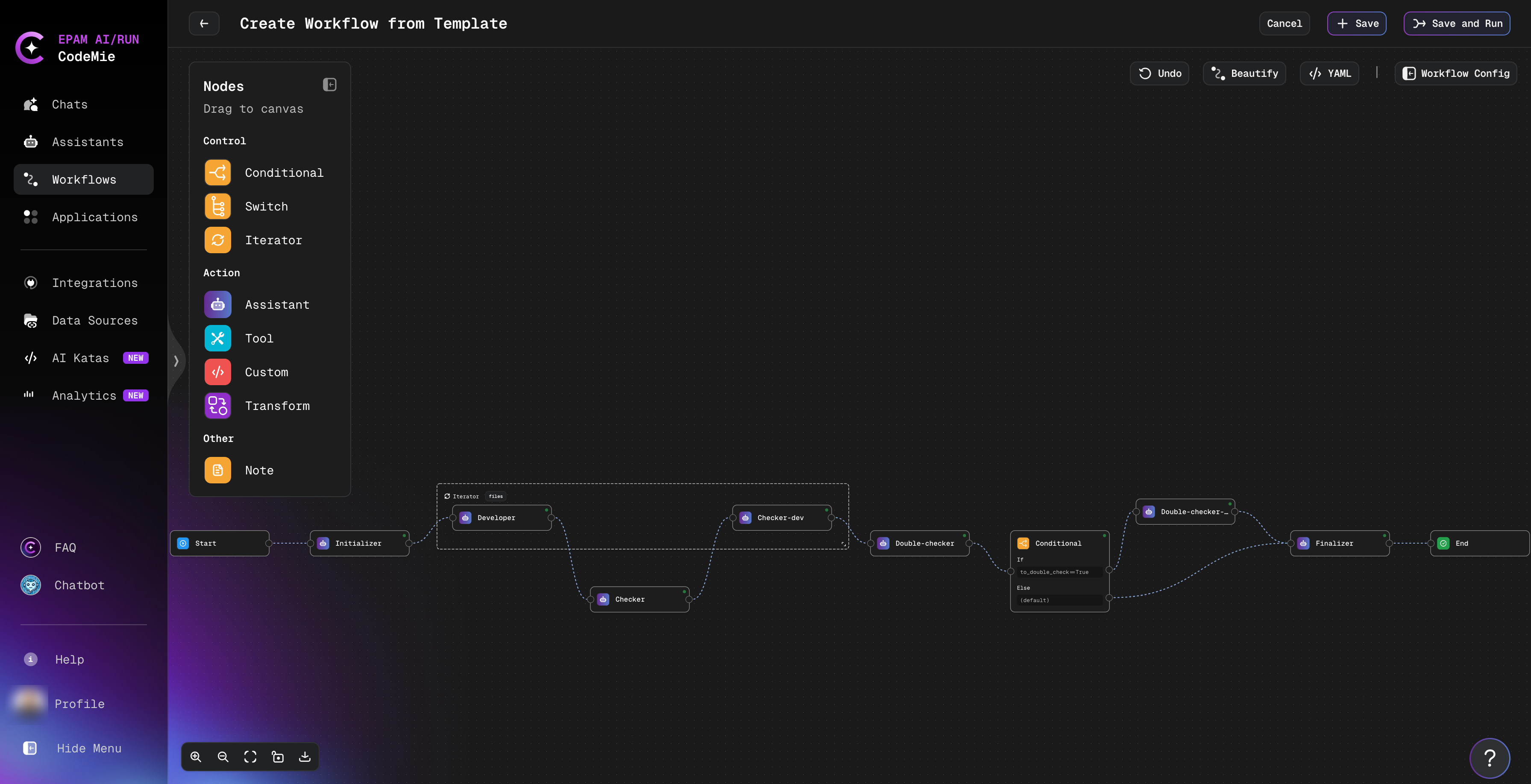 Create Workflow from Template - Visual Editor