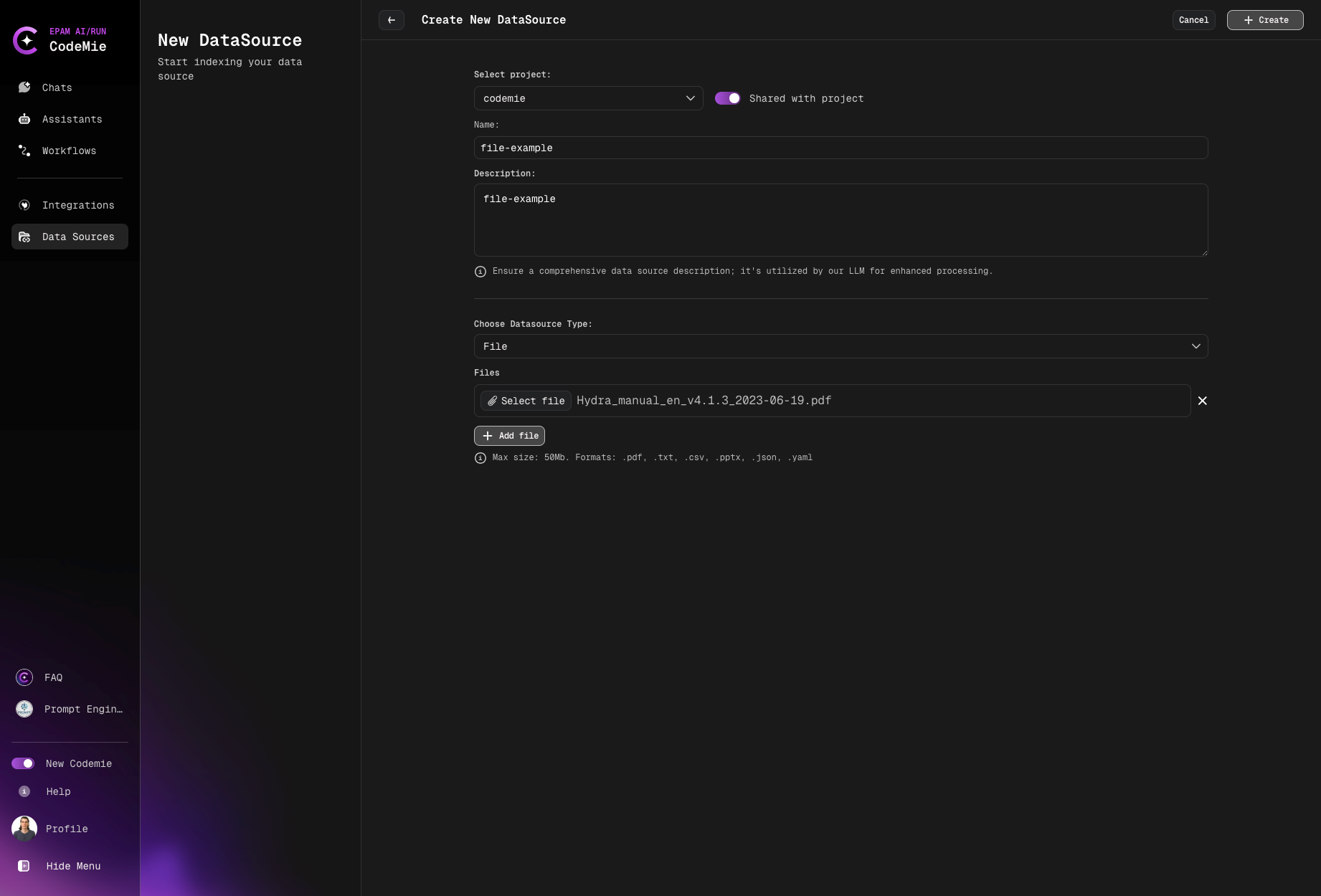 File Data Source Form