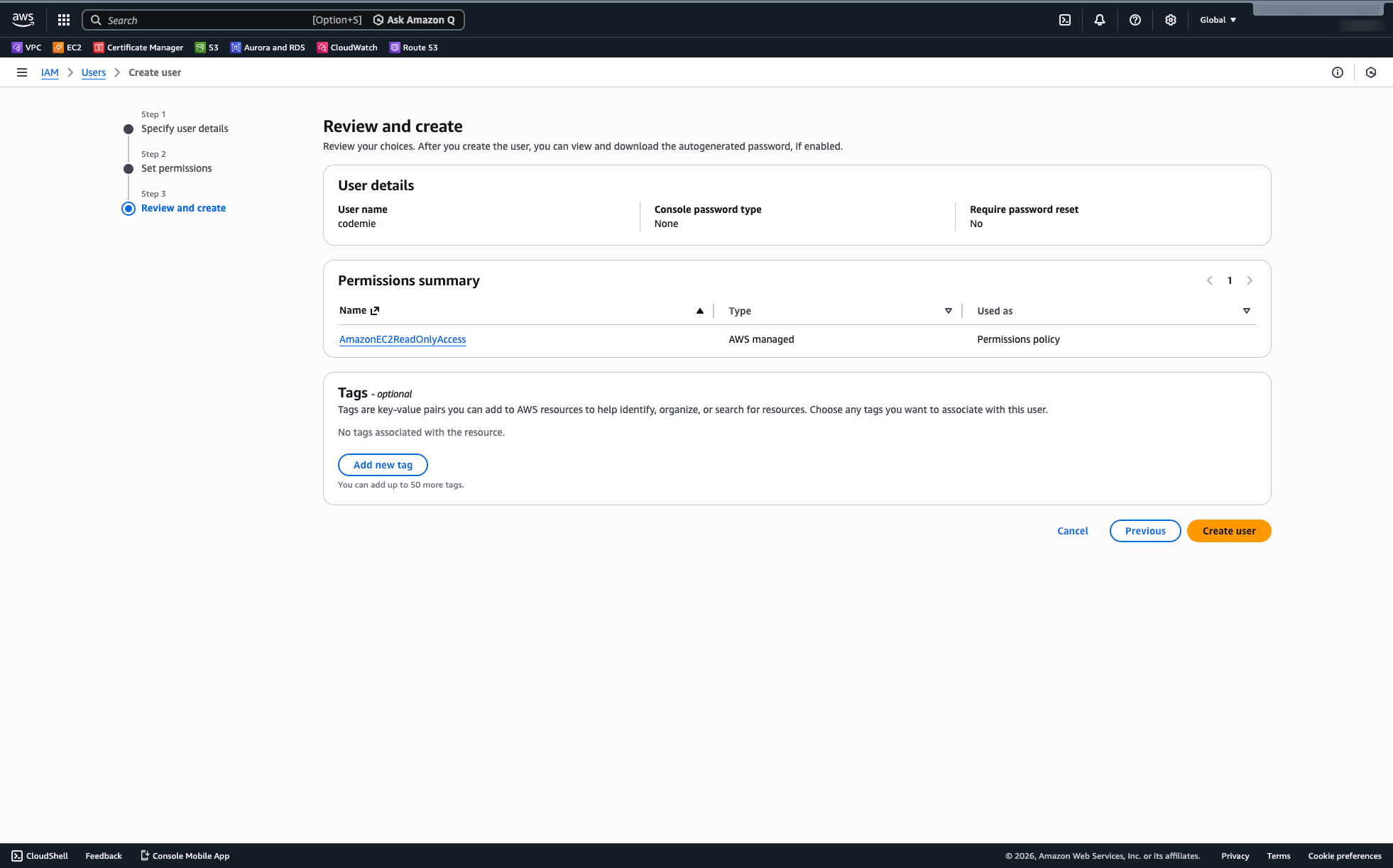 AWS Create User review