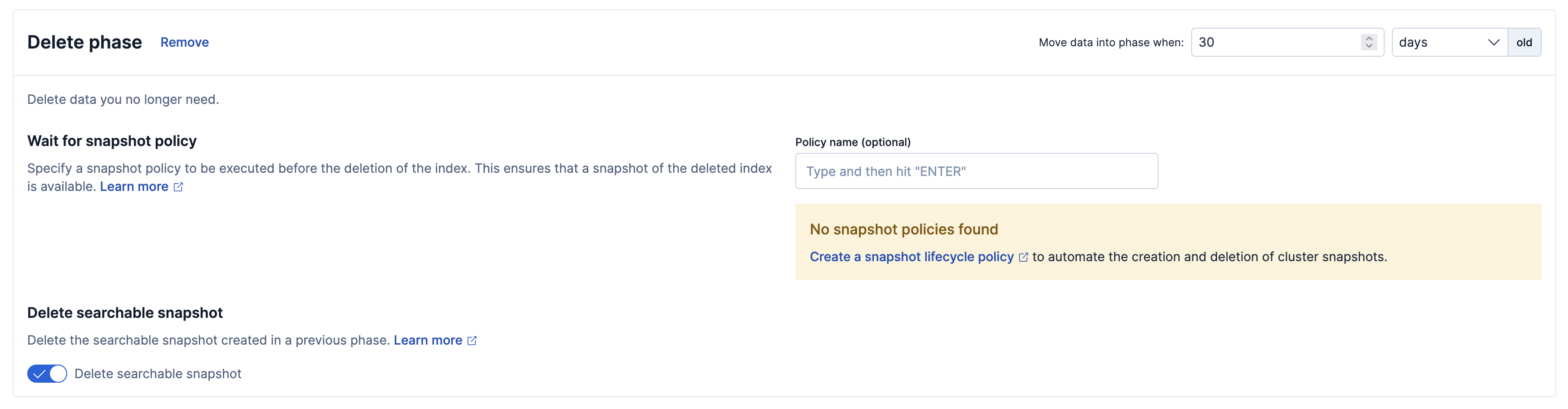 Elasticsearch ILM delete phase