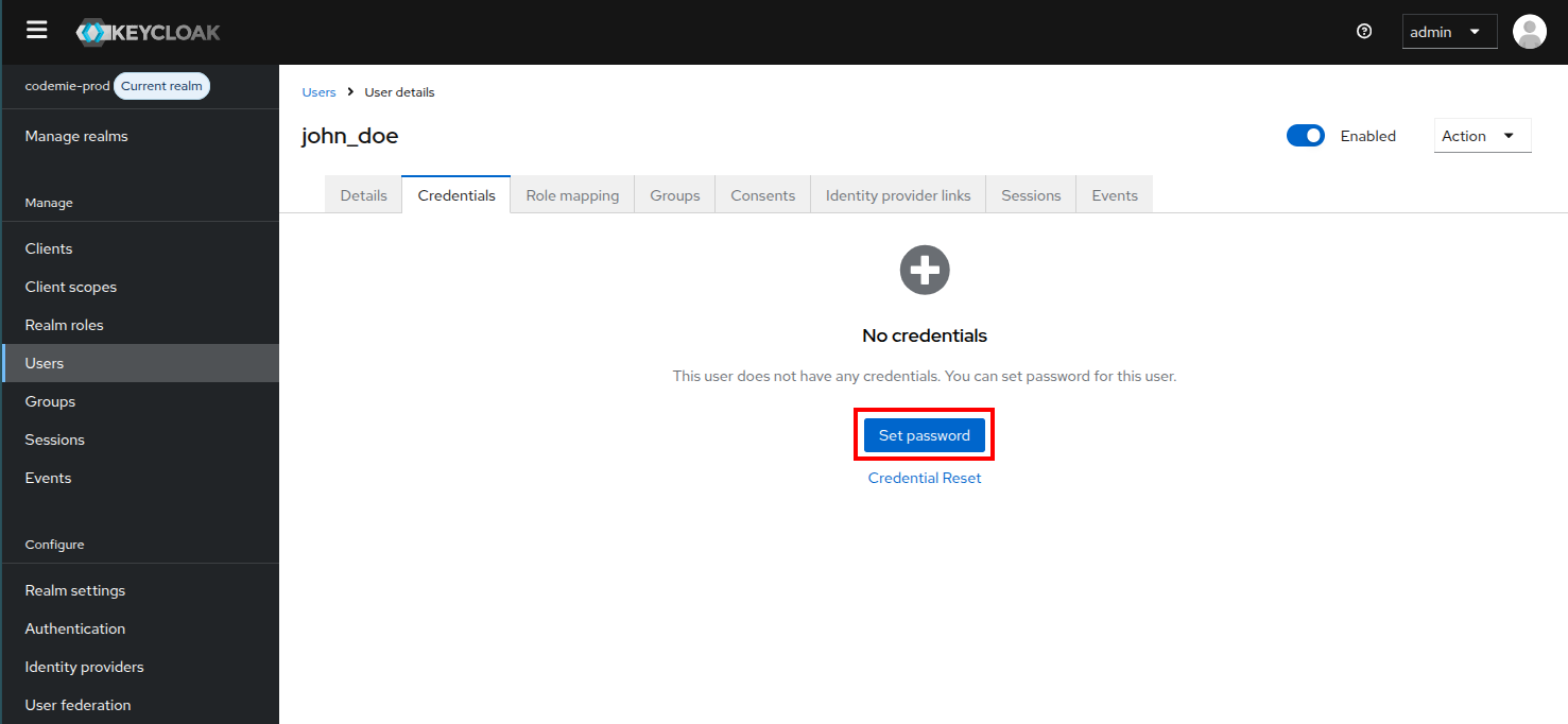 Set Password Button