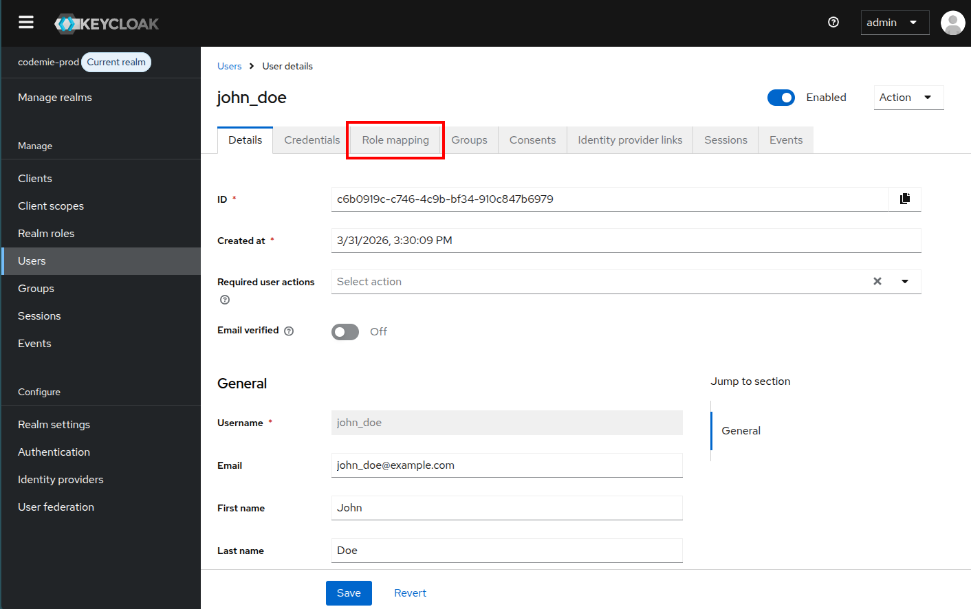 Role Mappings Tab