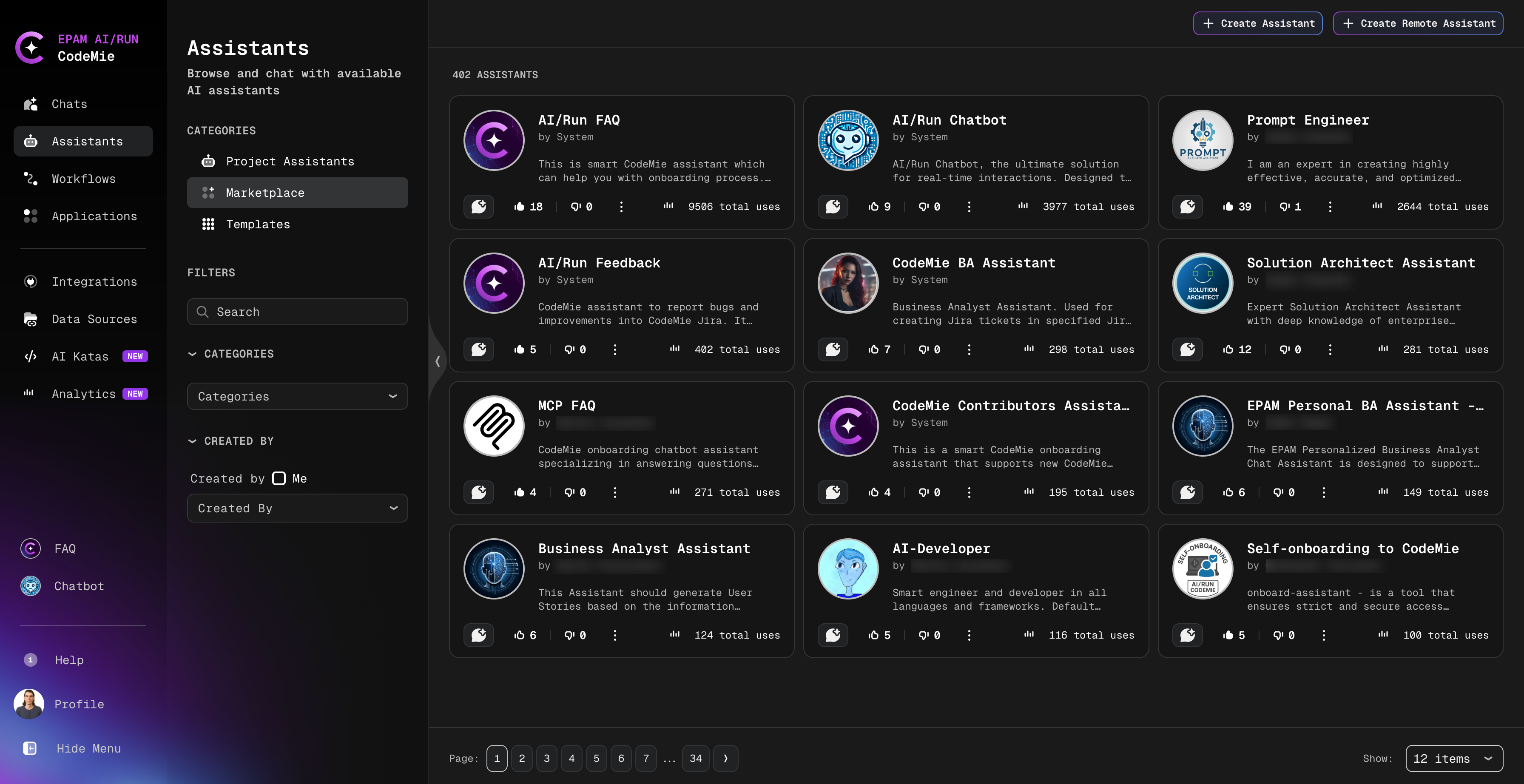 Marketplace interface