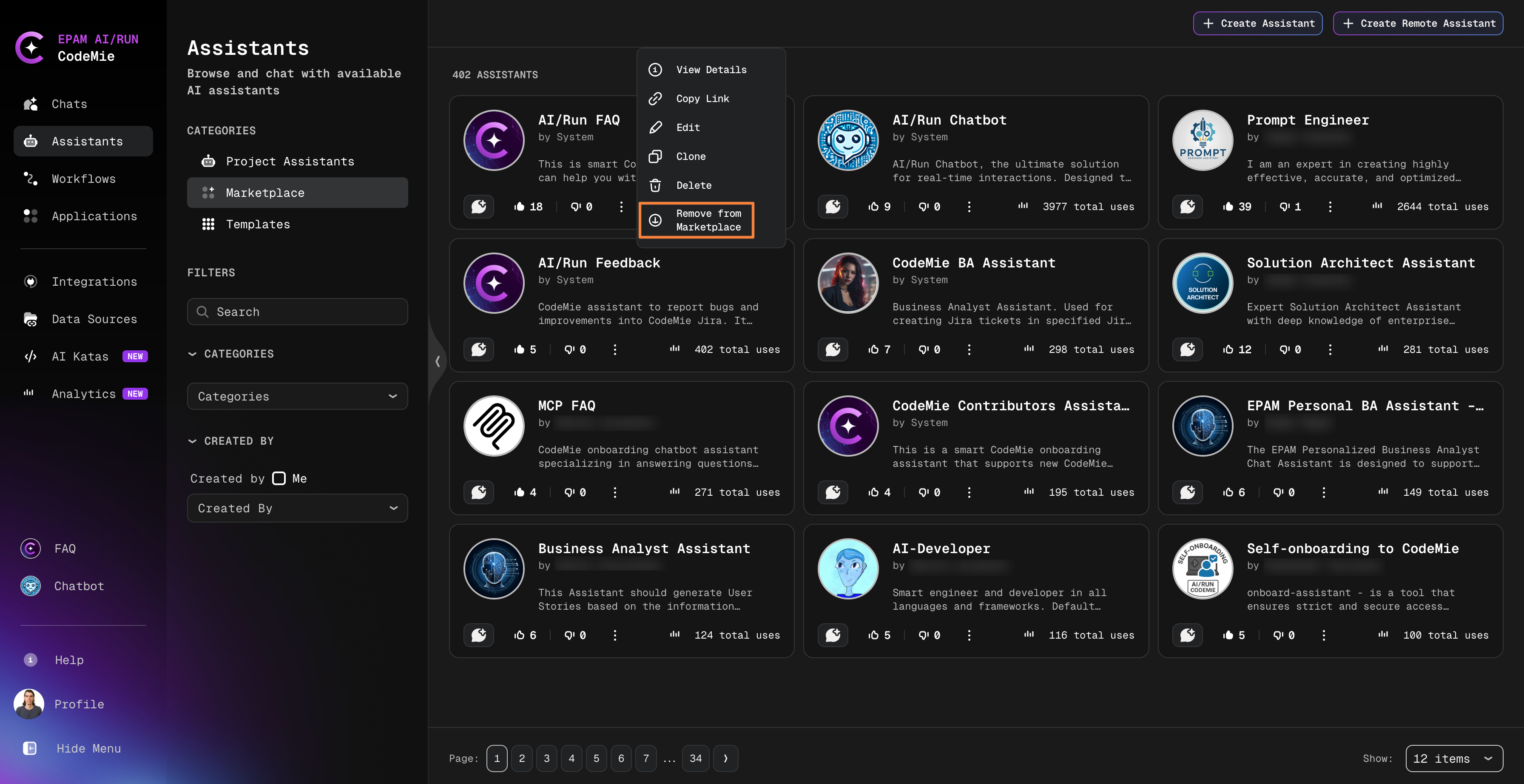 Published assistant management