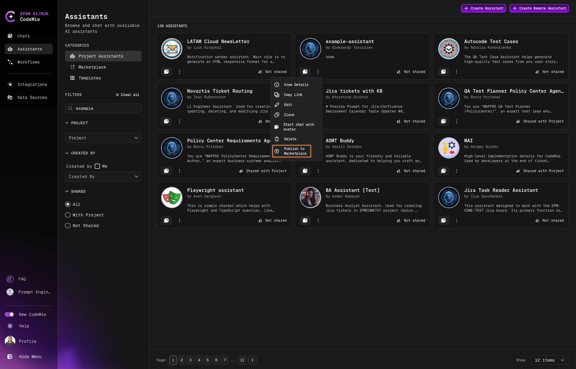 Publish to Marketplace button