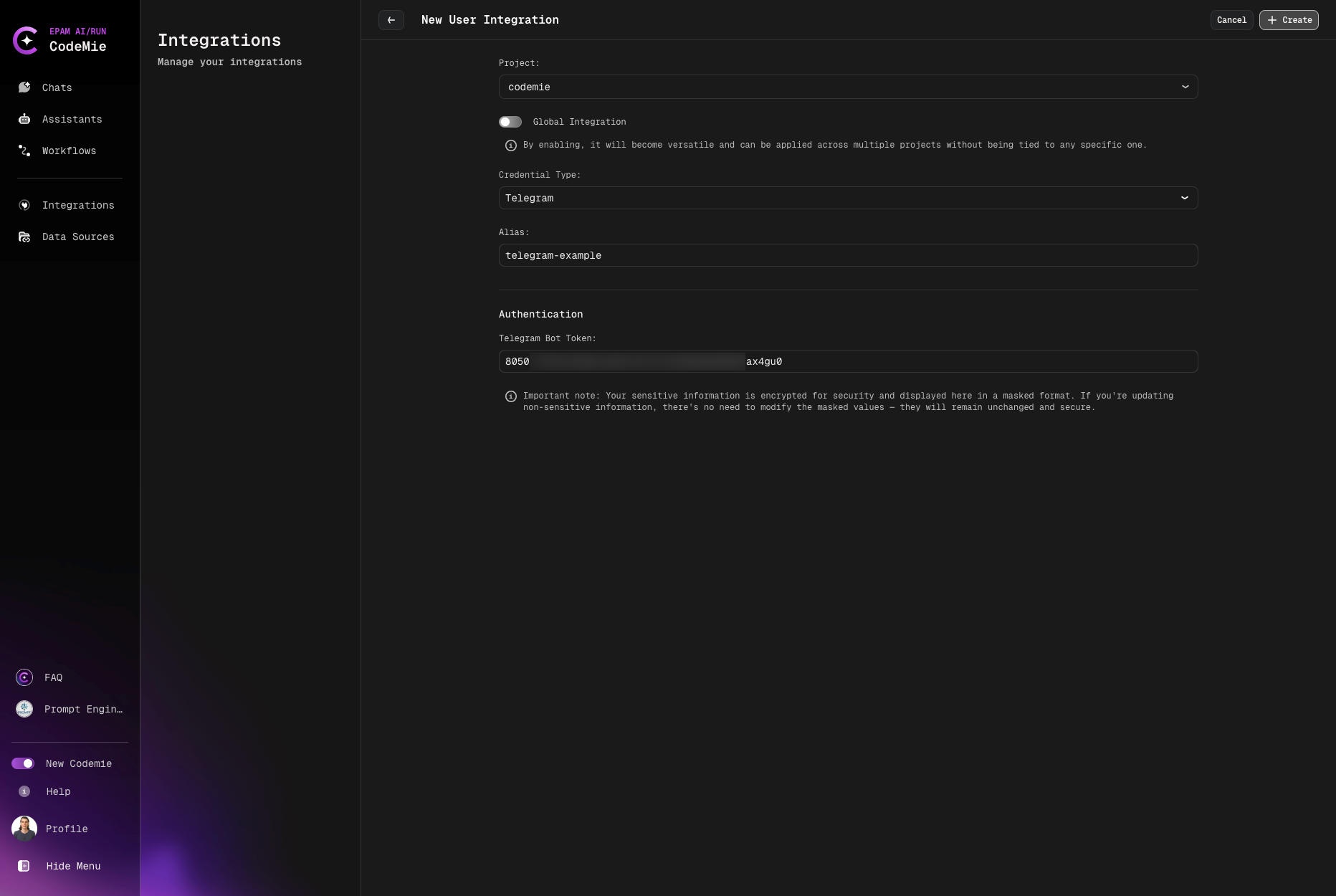 Telegram integration