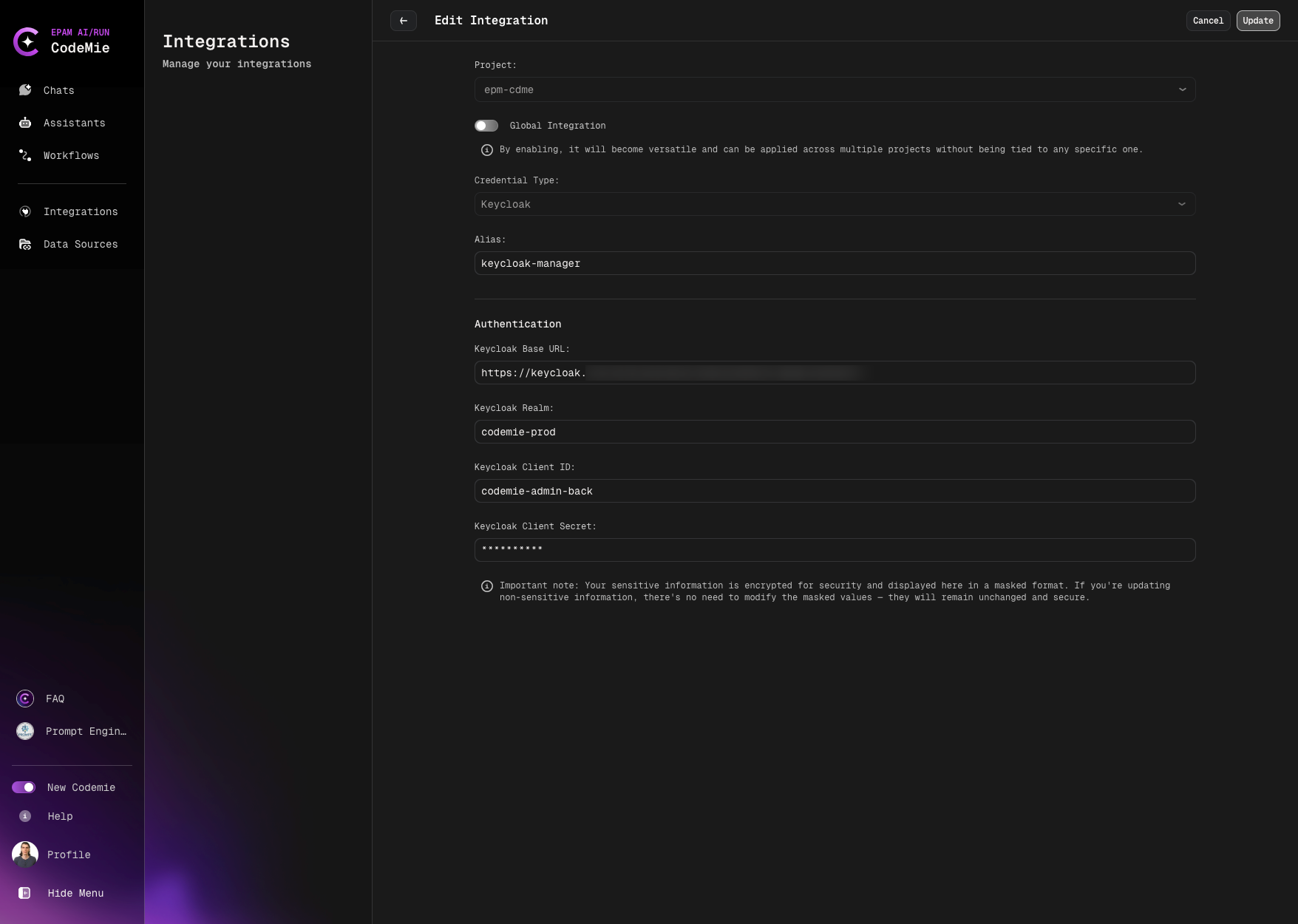 Integration settings