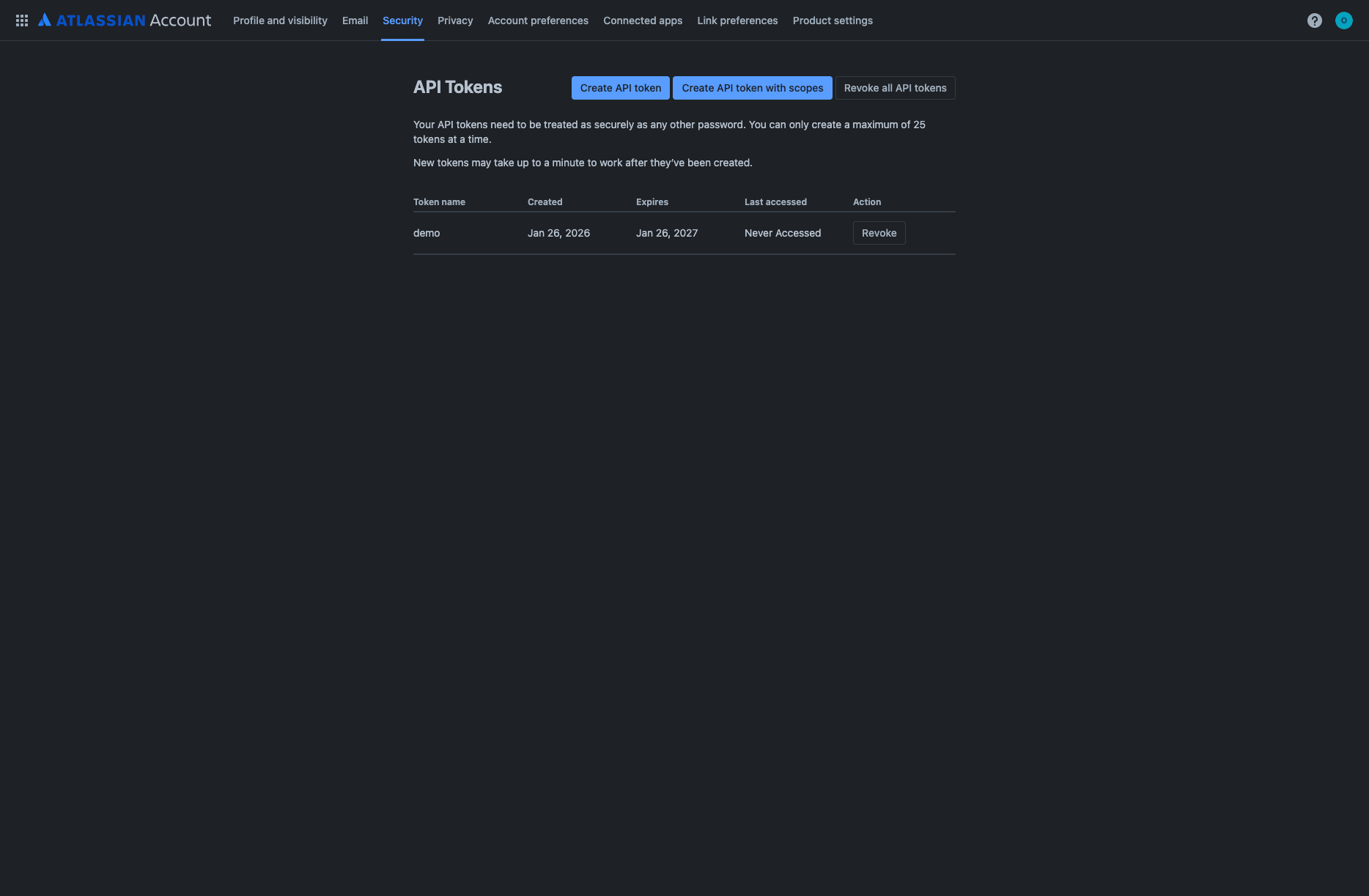 API Tokens Management
