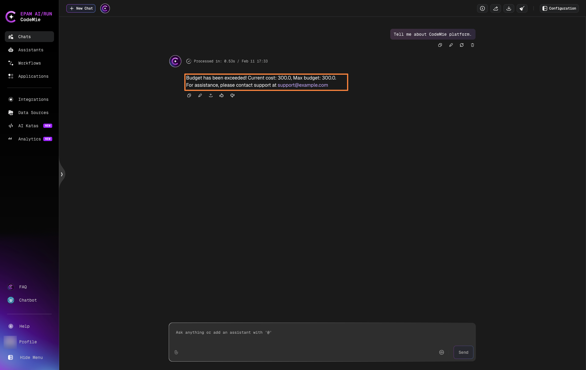 Budget exceeded notification