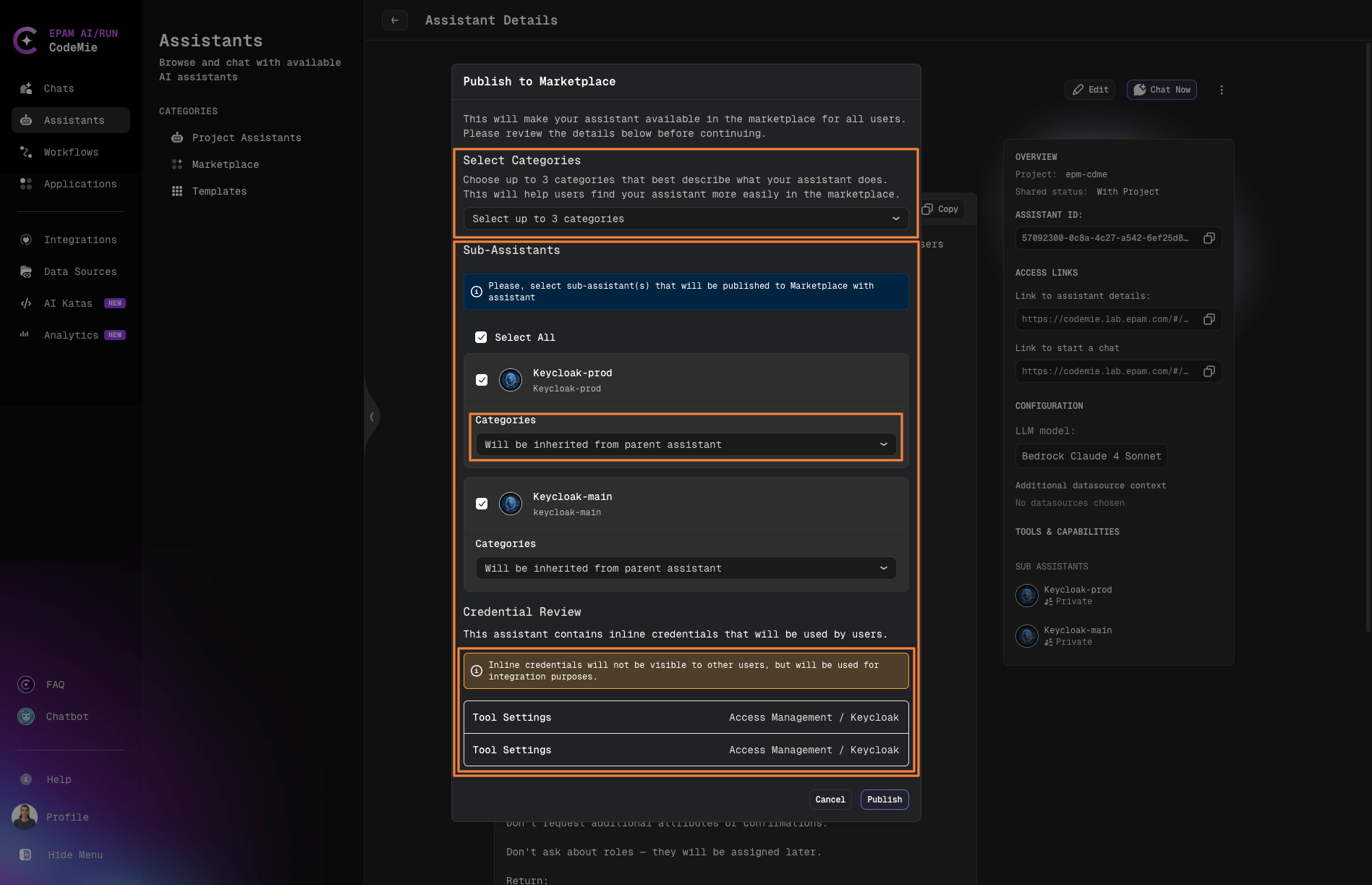 Multi-assistant publishing