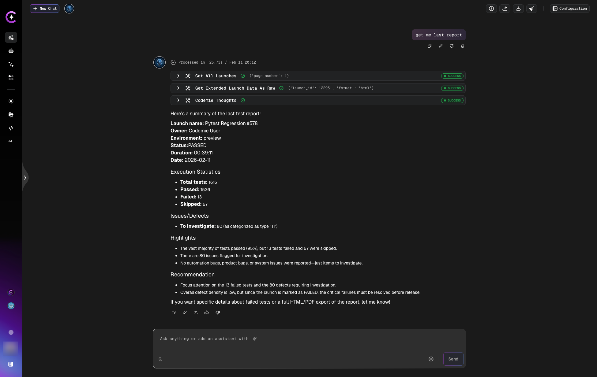 ReportPortal chat example