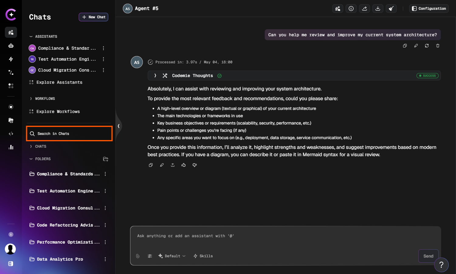 Search in Chats button in the sidebar