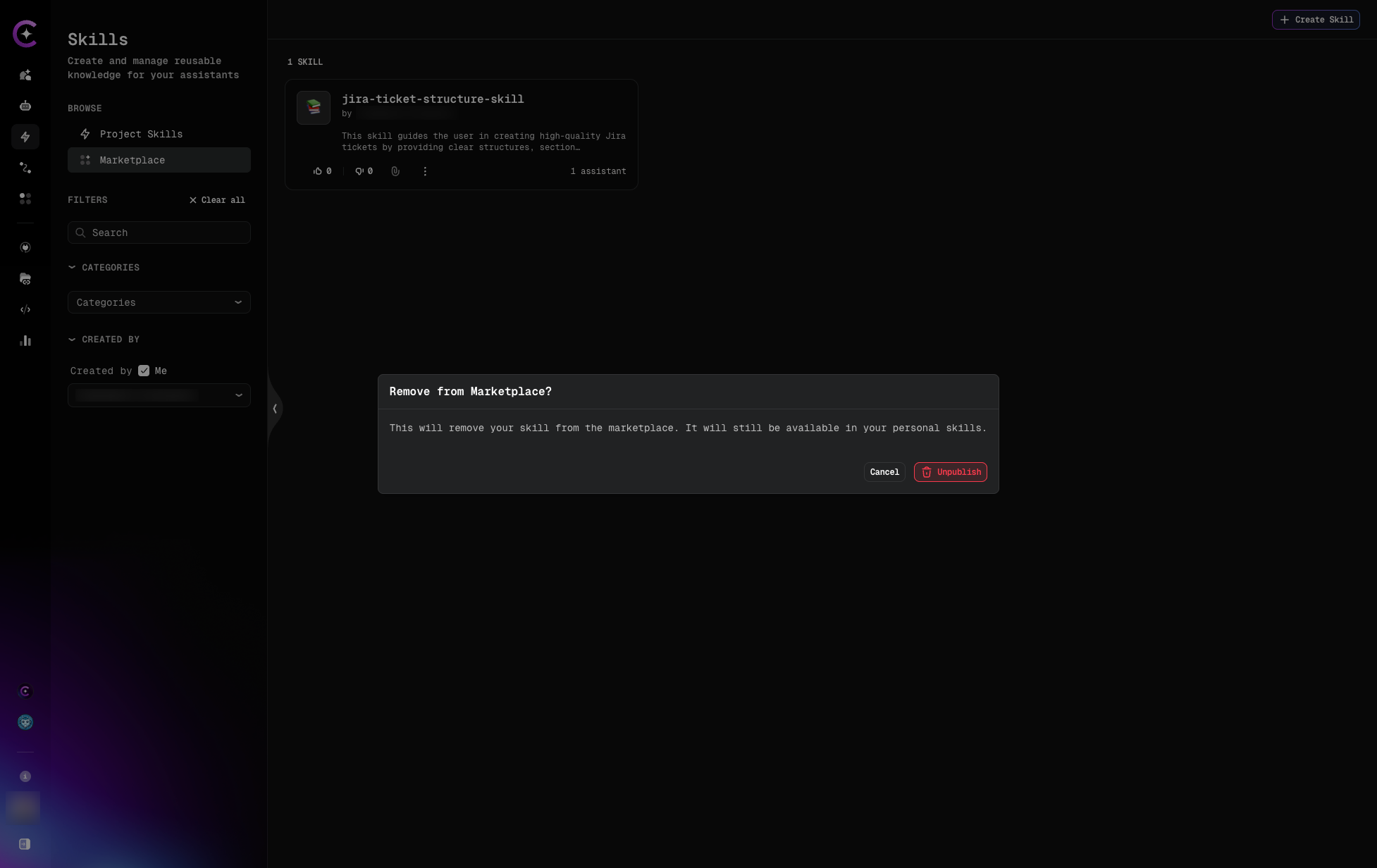 Unpublish Confirmation Modal