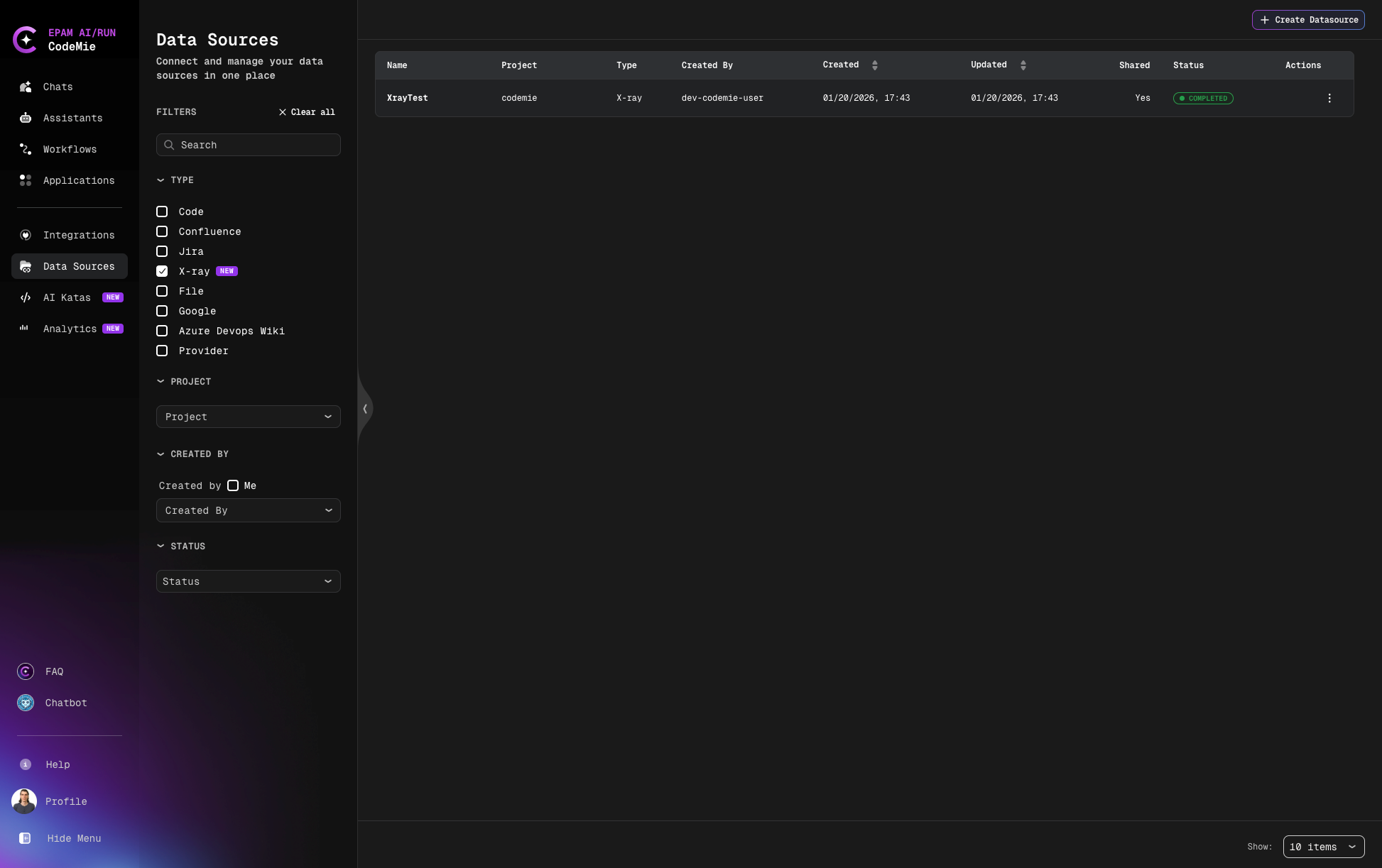 X-ray Data Source Form