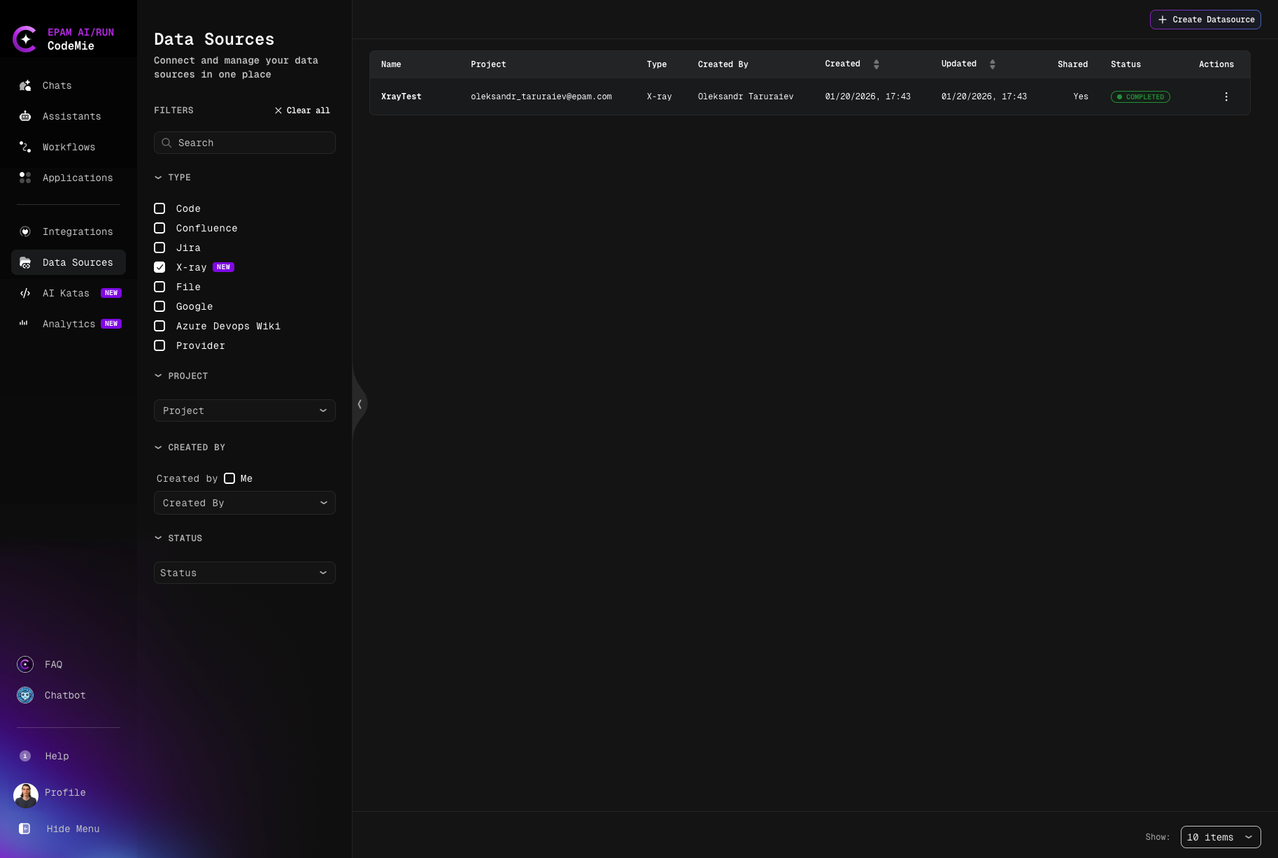 X-ray Data Source Form